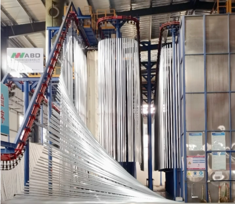Aluminum profile powder coating line for long architectural metal parts